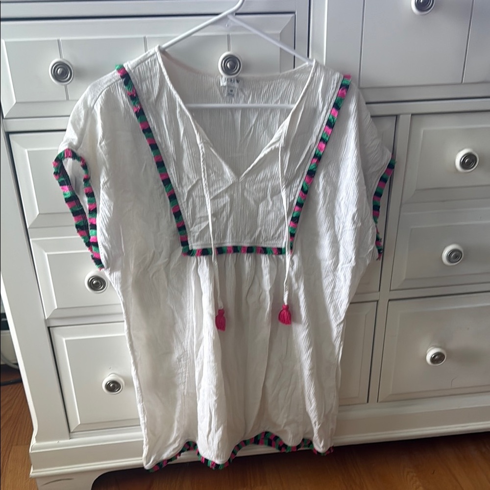 J. Crew Gray Tunic with Sailor Collar and Tie Front